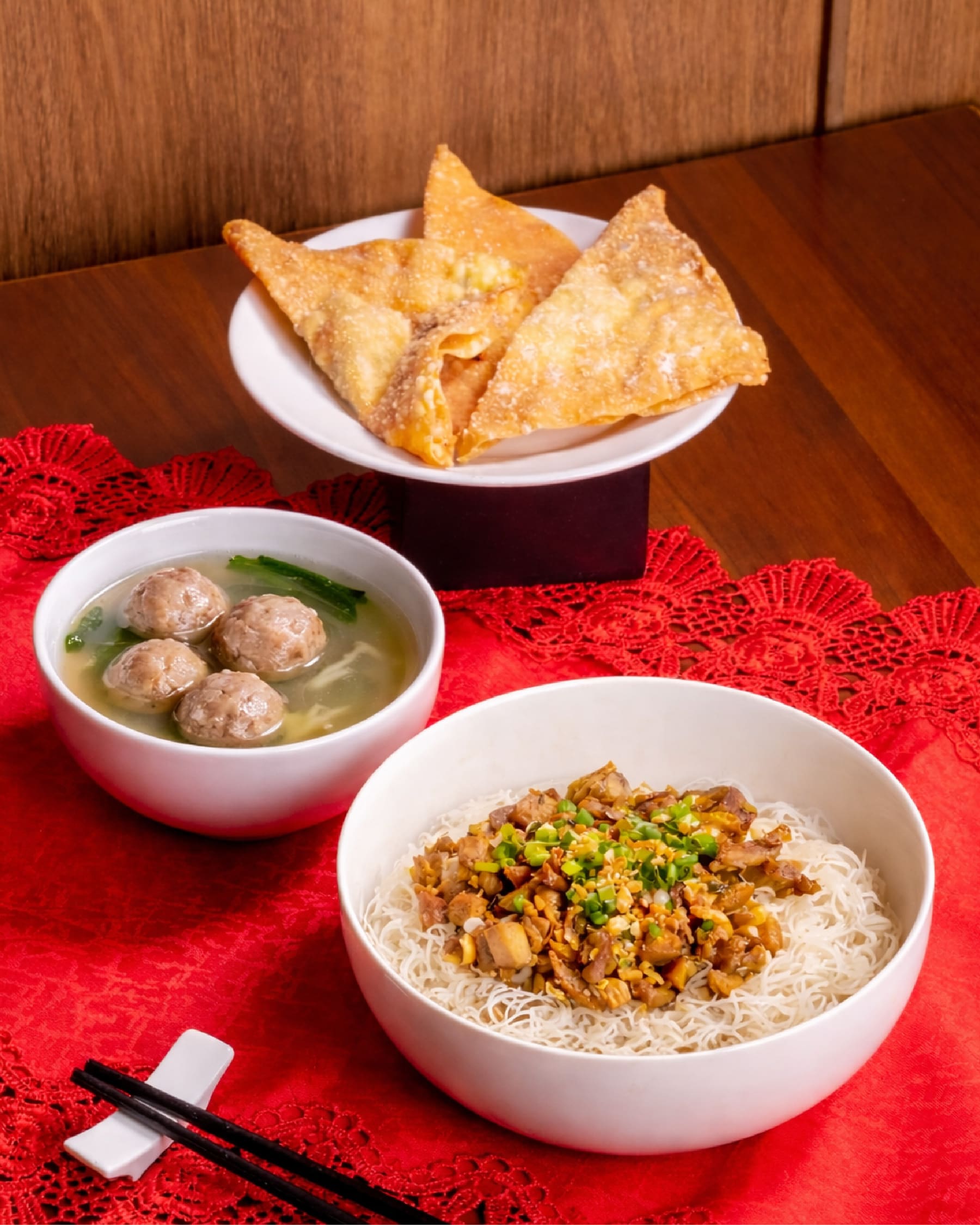 Bihun Bakso Pangsit Goreng